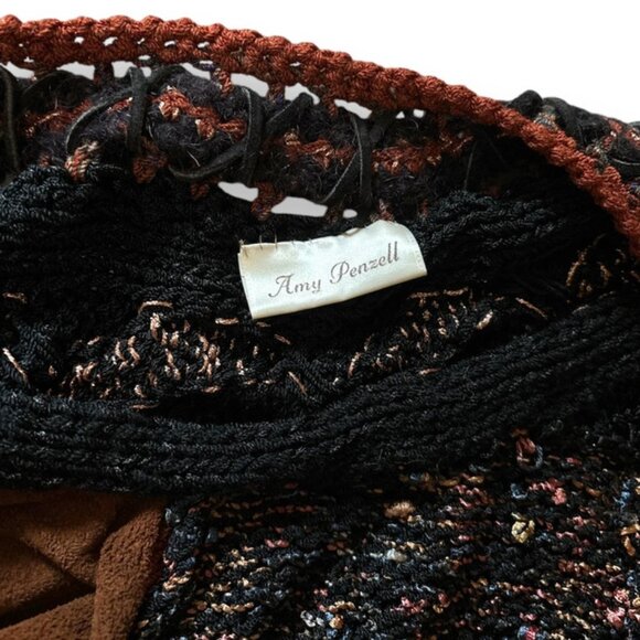 Amy Penzell Vintage 80s Patchwork Sweater Cardigan - Size Medium - Picture 9 of 11